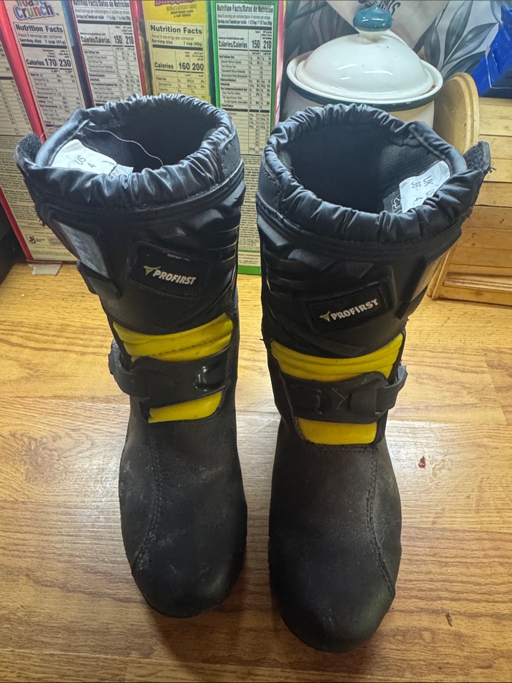 Kids Black and Yellow Waterproof Riding Boots